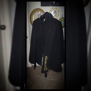 Black Cape with Gold Embroidery